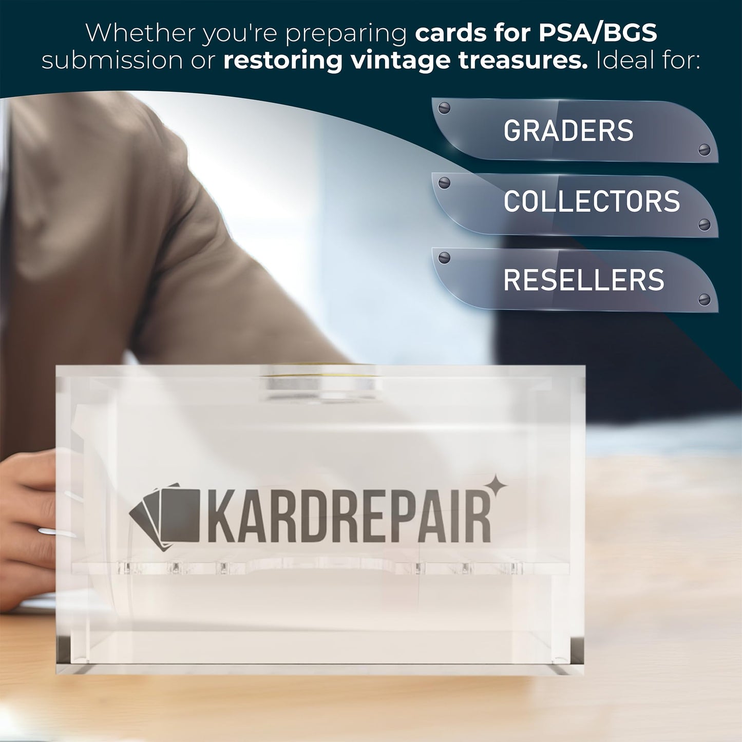 Kardrepair TCG Humidor Repair Kit — 2 Acrylic Flattening Plates, 4 Spring Clamps, Base Sponge