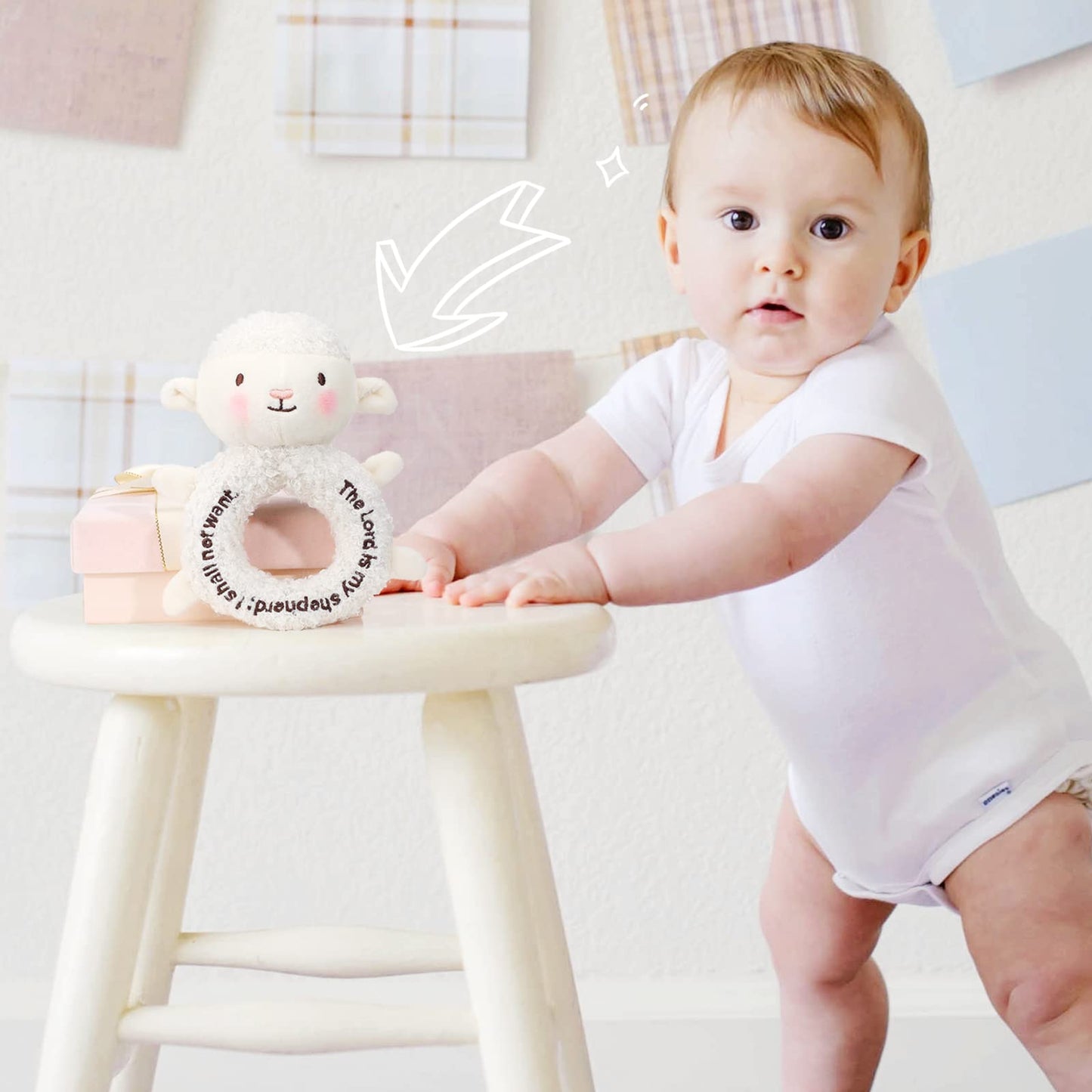 Karenhi Lamb Plush Toy – Soft White Stuffed Animal for Baby, Baptism & Nursery Decor