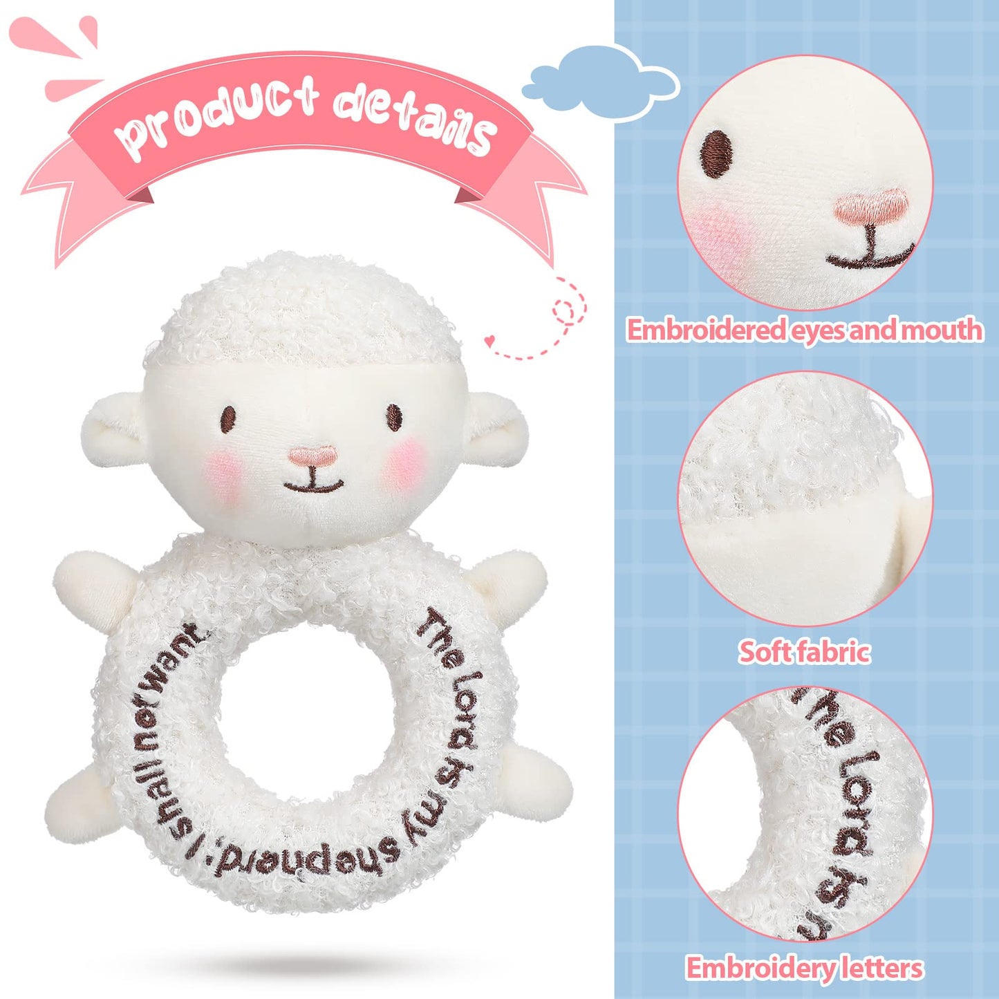 Karenhi Lamb Plush Toy – Soft White Stuffed Animal for Baby, Baptism & Nursery Decor