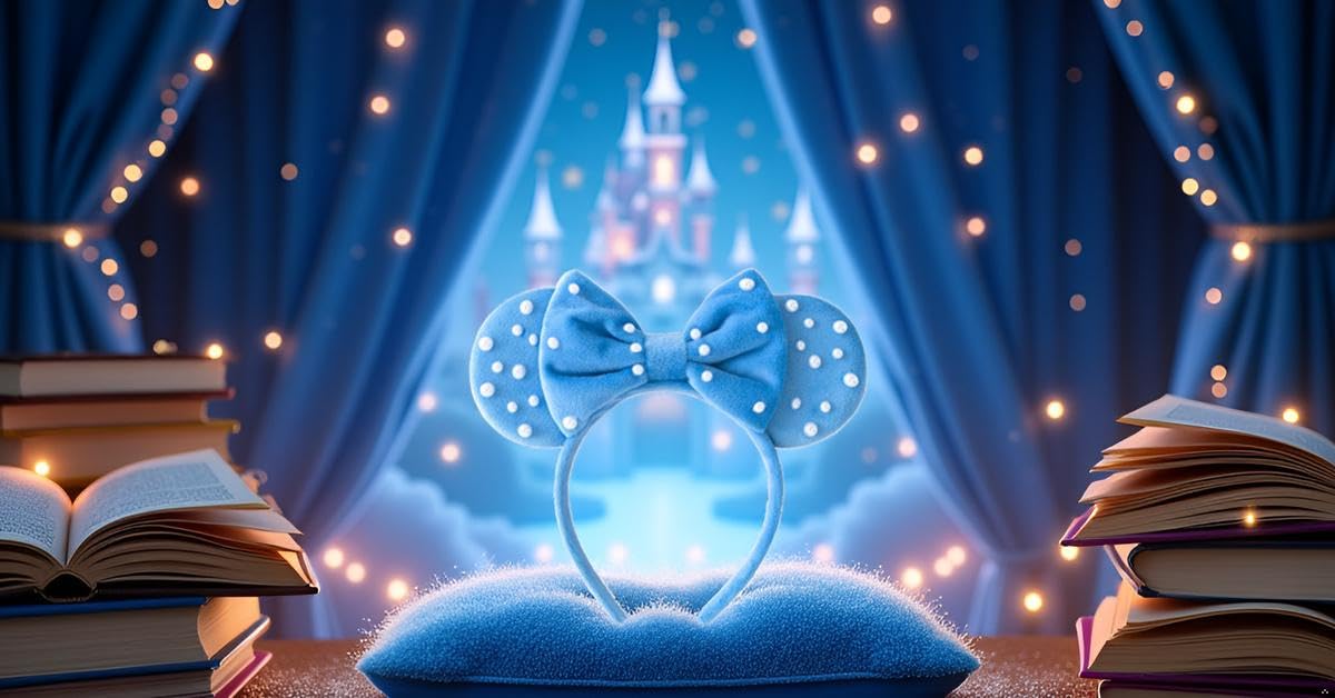 KARETT Pearl Mouse Ears Bow Headband – Sparkling Glitter Party Accessory