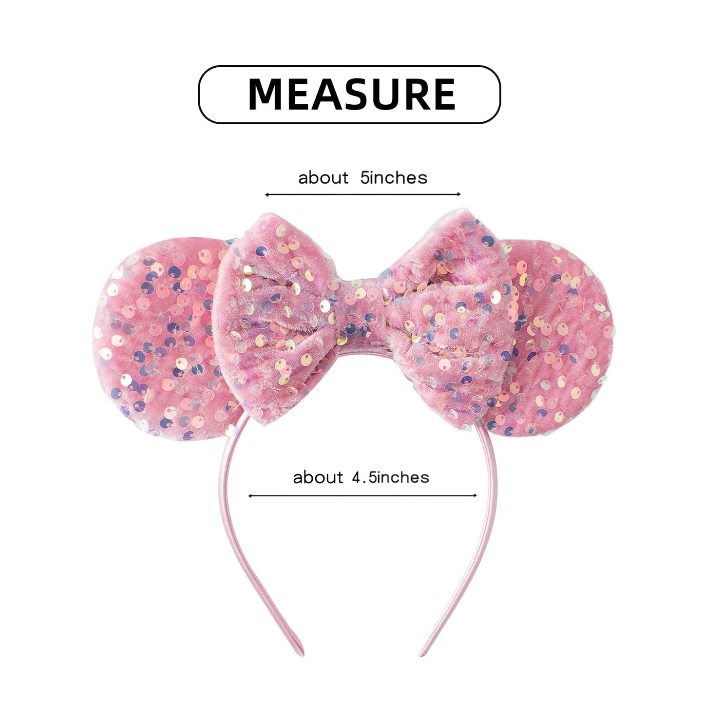 KARETT Mouse Ears Headband – Sparkle Glitter Bow for Party, Cosplay & Princess Costumes
