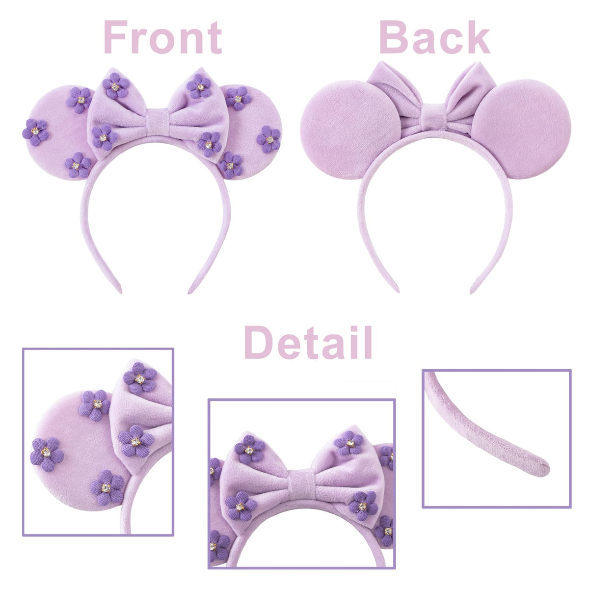 KARETT Mouse Ears Headband – Sparkle Glitter Party Accessory