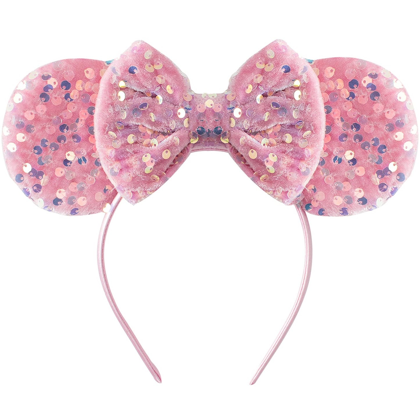 KARETT Mouse Ears Headband – Sparkle Glitter Bow for Party, Cosplay & Princess Costumes