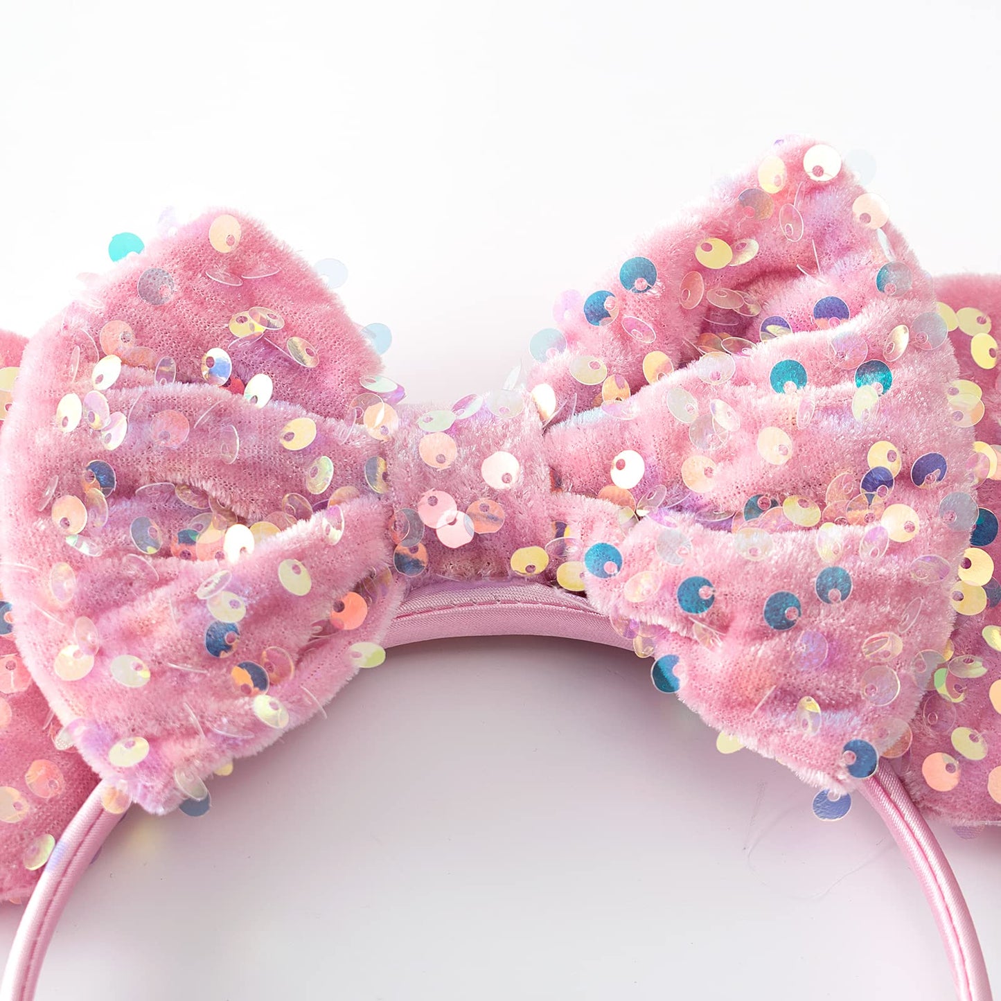 KARETT Mouse Ears Headband – Sparkle Glitter Bow for Party, Cosplay & Princess Costumes
