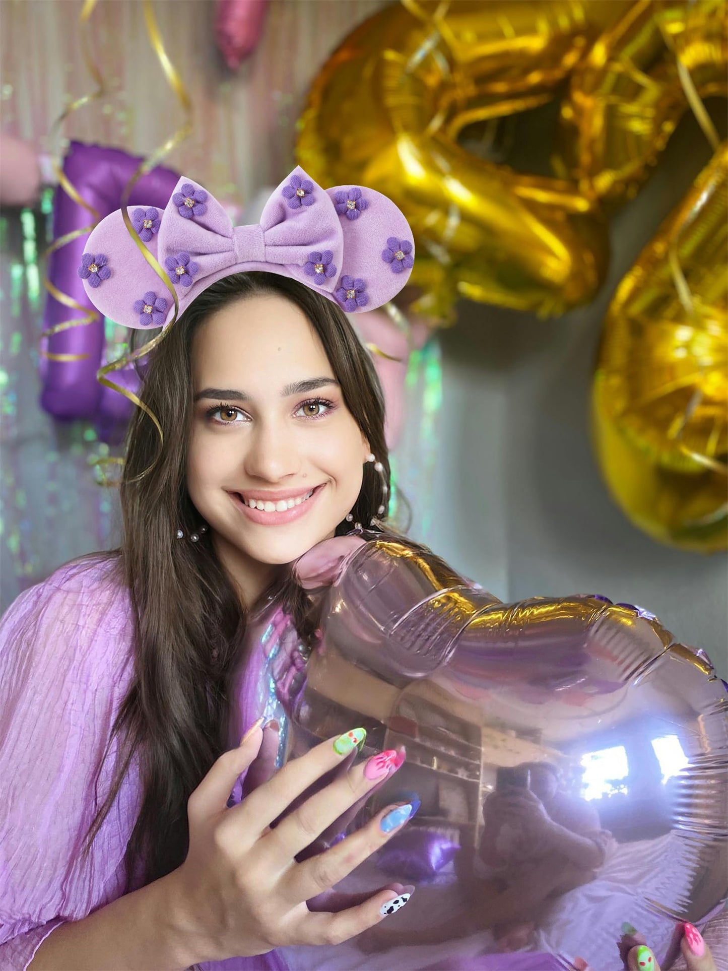 KARETT Mouse Ears Headband – Sparkle Glitter Party Accessory
