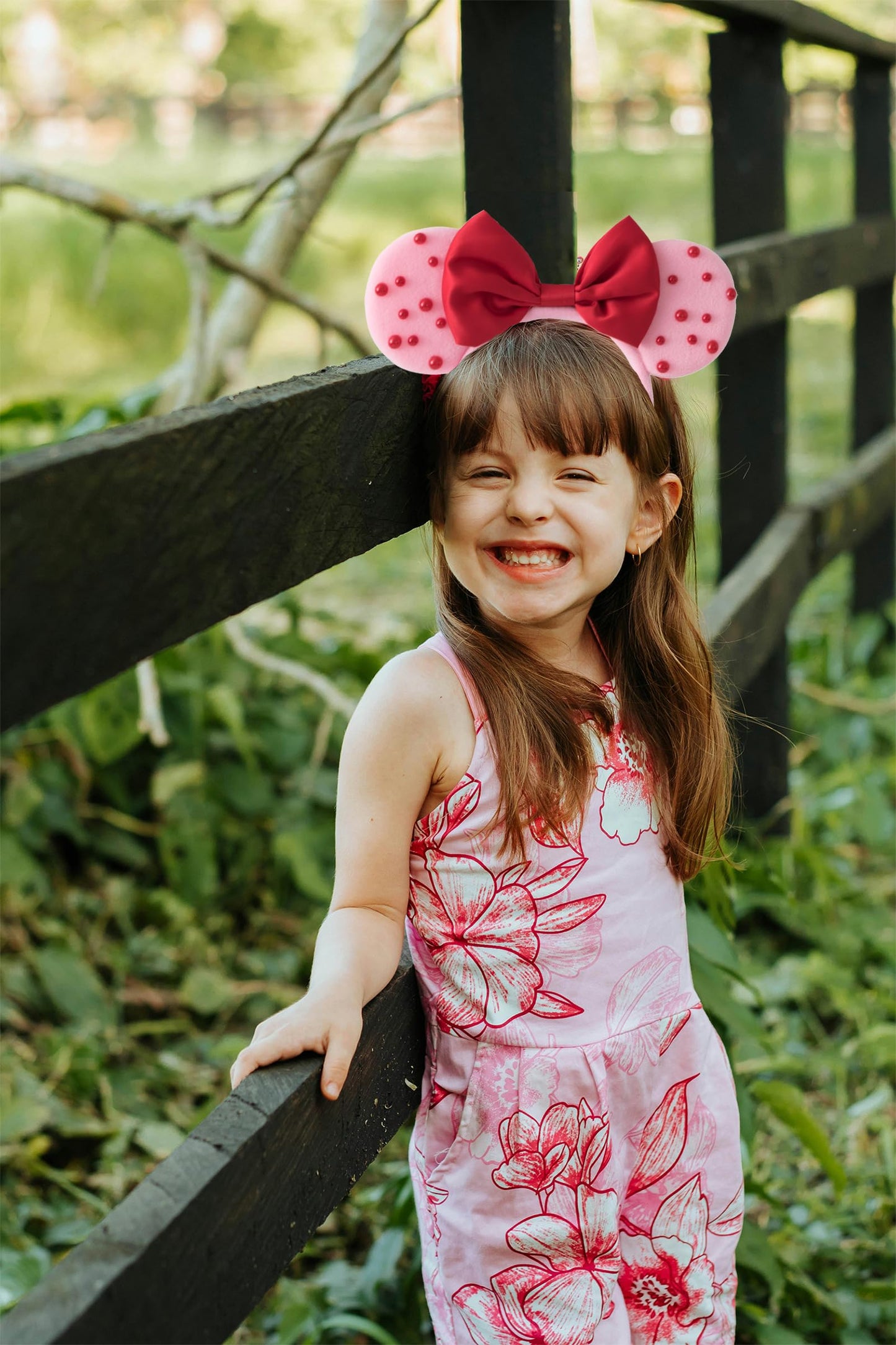 KARETT Pearl Mouse Ears Bow Headband – Sparkle Glitter Party Accessory