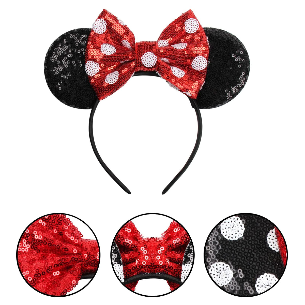 KARETT Mouse Ears Headband – Glitter Sparkle Party Princess Accessory