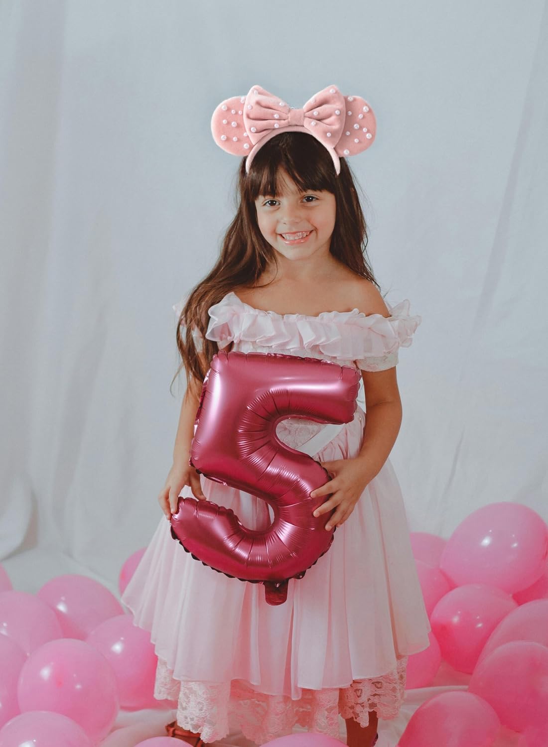KARETT Pearl Mouse Ears Headband – Glitter Bow for Party and Cosplay