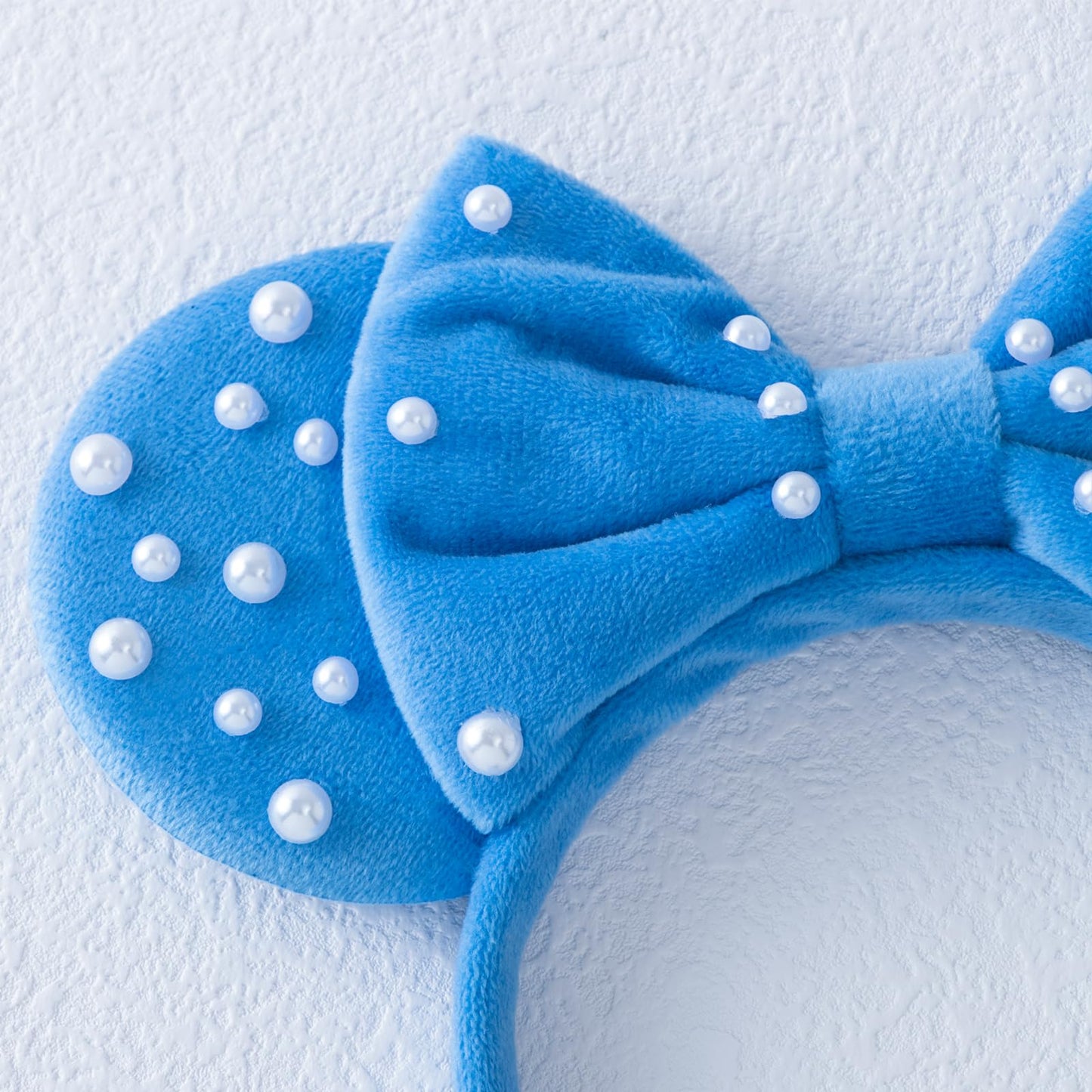 KARETT Pearl Mouse Ears Bow Headband – Sparkling Glitter Party Accessory