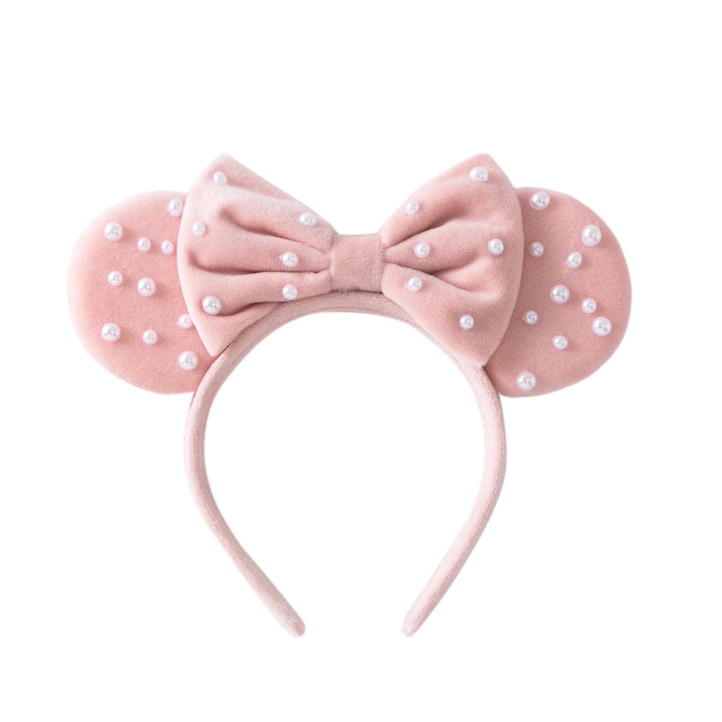 KARETT Pearl Mouse Ears Headband – Glitter Bow for Party and Cosplay