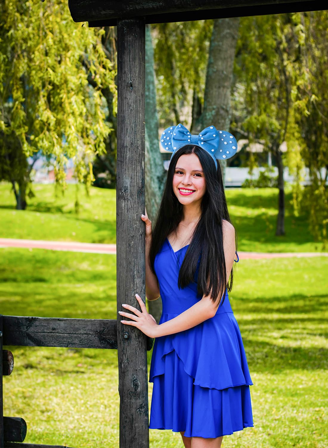 KARETT Pearl Mouse Ears Bow Headband – Sparkling Glitter Party Accessory