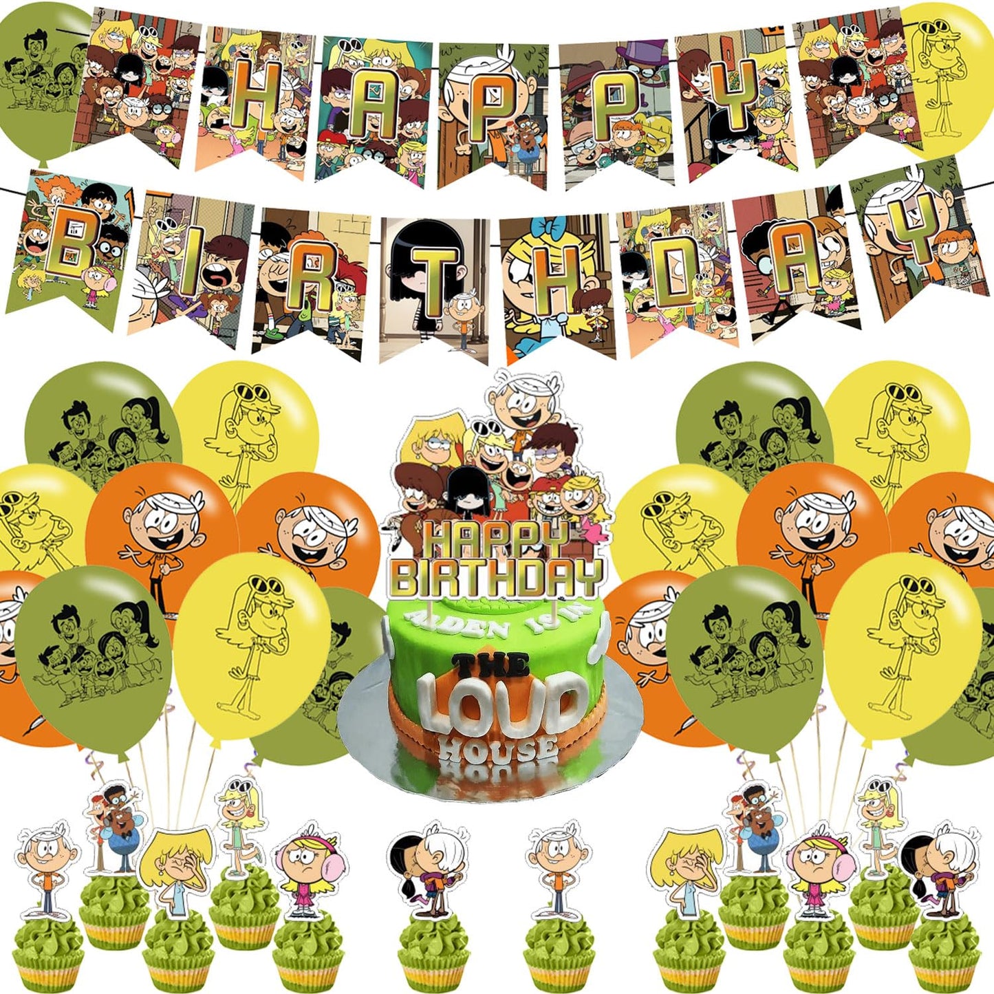 Karg Loud House Birthday Decoration Set – Banner, Cake Toppers & Balloons