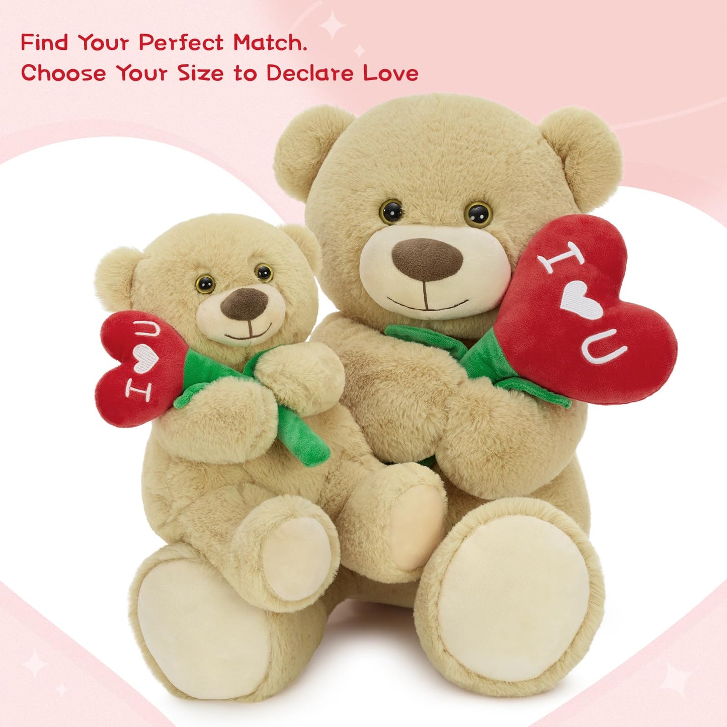 Karister Teddy Bear 15-Inch Plush with Heart Flower and I Love U Embroidery
