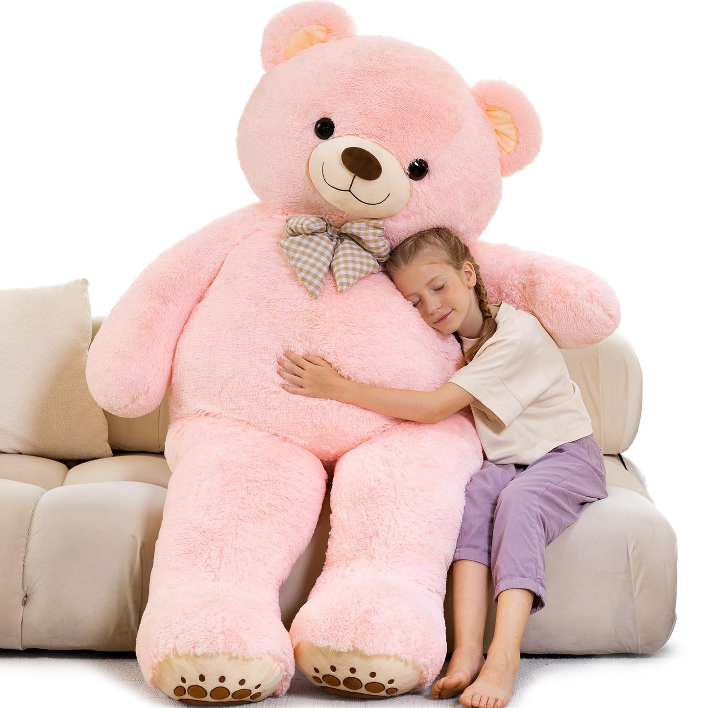 Karister 6ft Giant Teddy Bear – 72in Pink Plush, Life-Size Huggable Bear