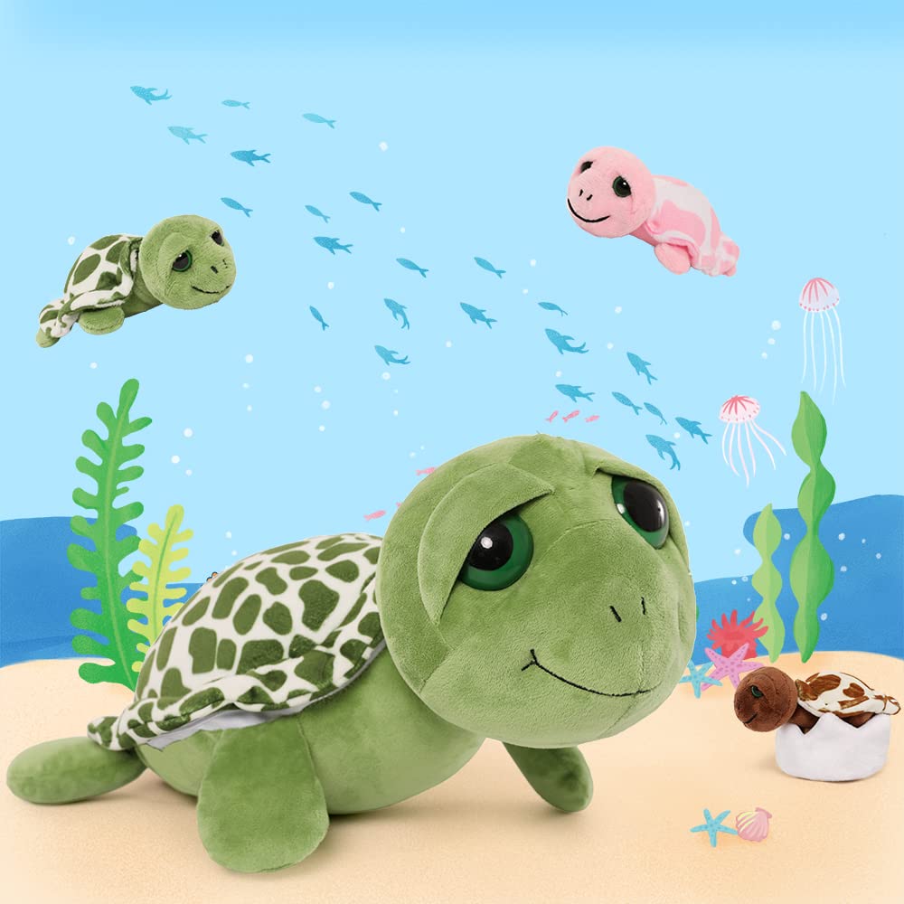 Karister 6Pcs Turtle Plush Toys – 14-inch Sea Turtle Plush with Three Babies Inside Shell