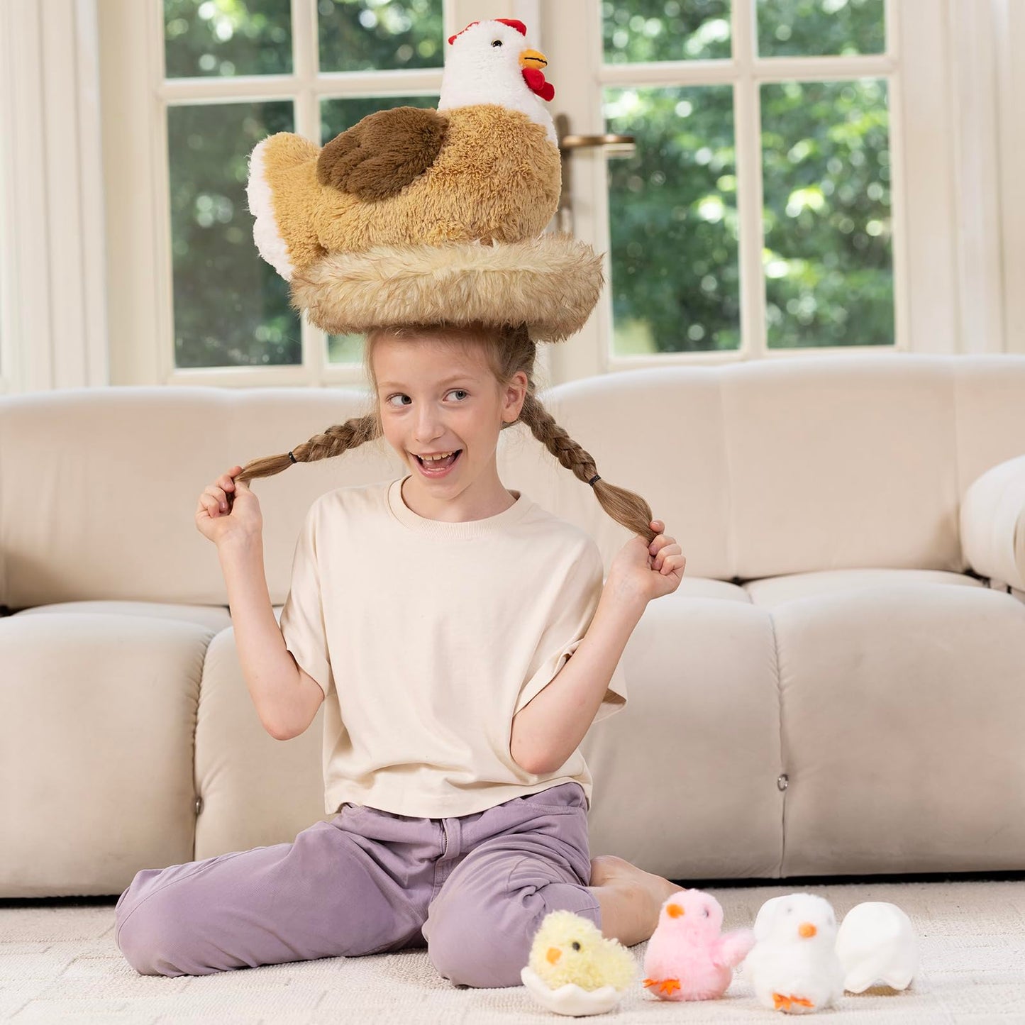 Karister 7Pcs Chicken Plush Set – Mother Hen, Baby Chicks & Nest Farm Toy