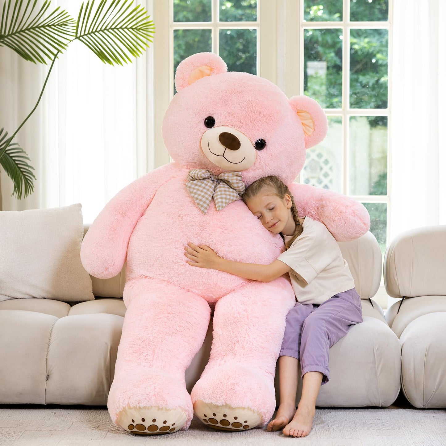 Karister 6ft Giant Teddy Bear – 72in Pink Plush, Life-Size Huggable Bear