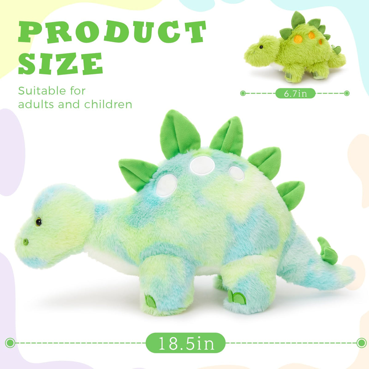 Karister Dinosaur Plush Set – Glow-in-the-Dark Stegosaurus with 3 Babies & Eggs (18.5 in)