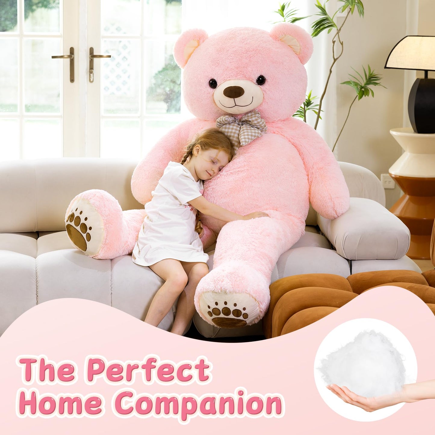 Karister 6ft Giant Teddy Bear – 72in Pink Plush, Life-Size Huggable Bear