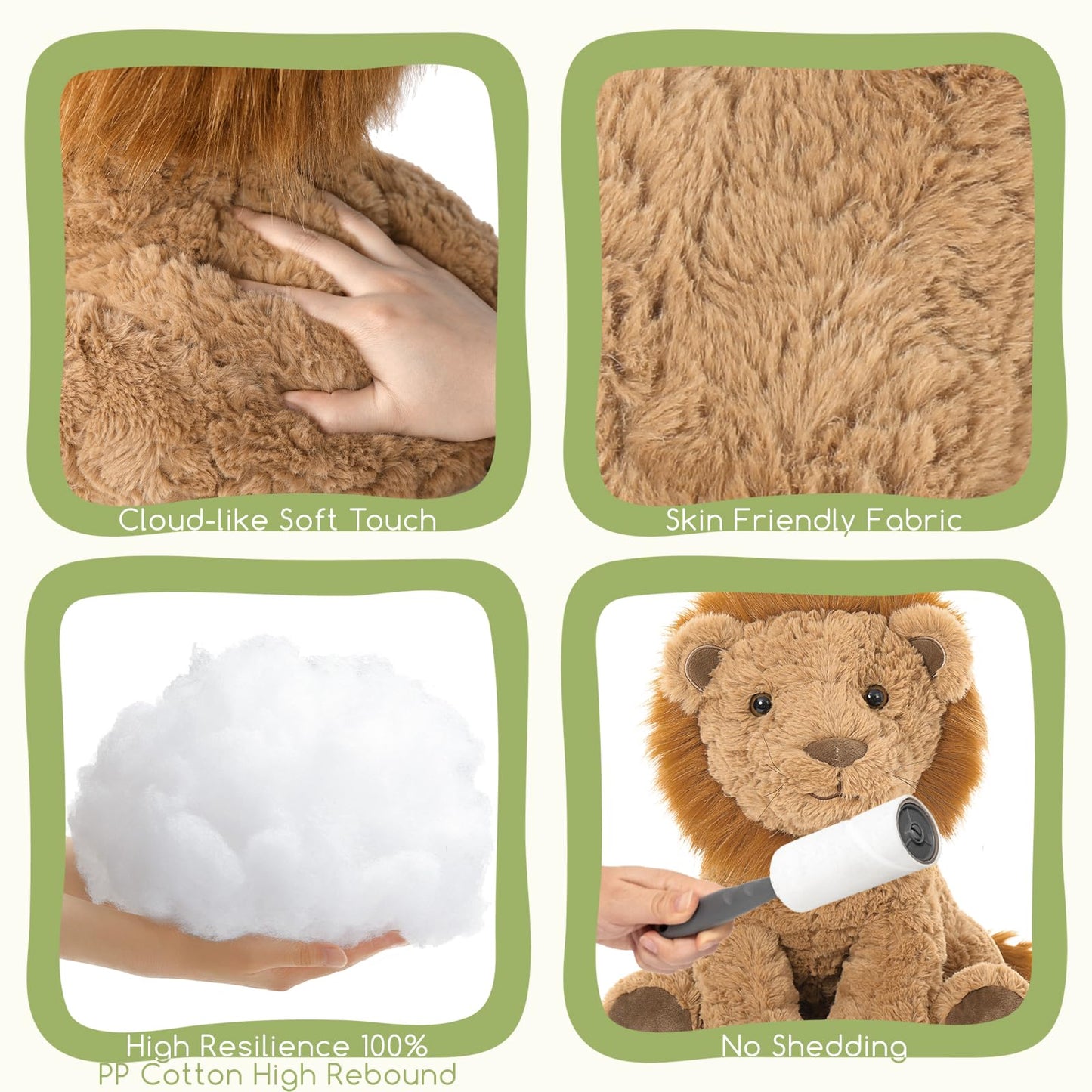 Karister Lion Plush Toy - 17.7-inch Mother Lion with 3 Baby Cubs | Safari Plushies Gift