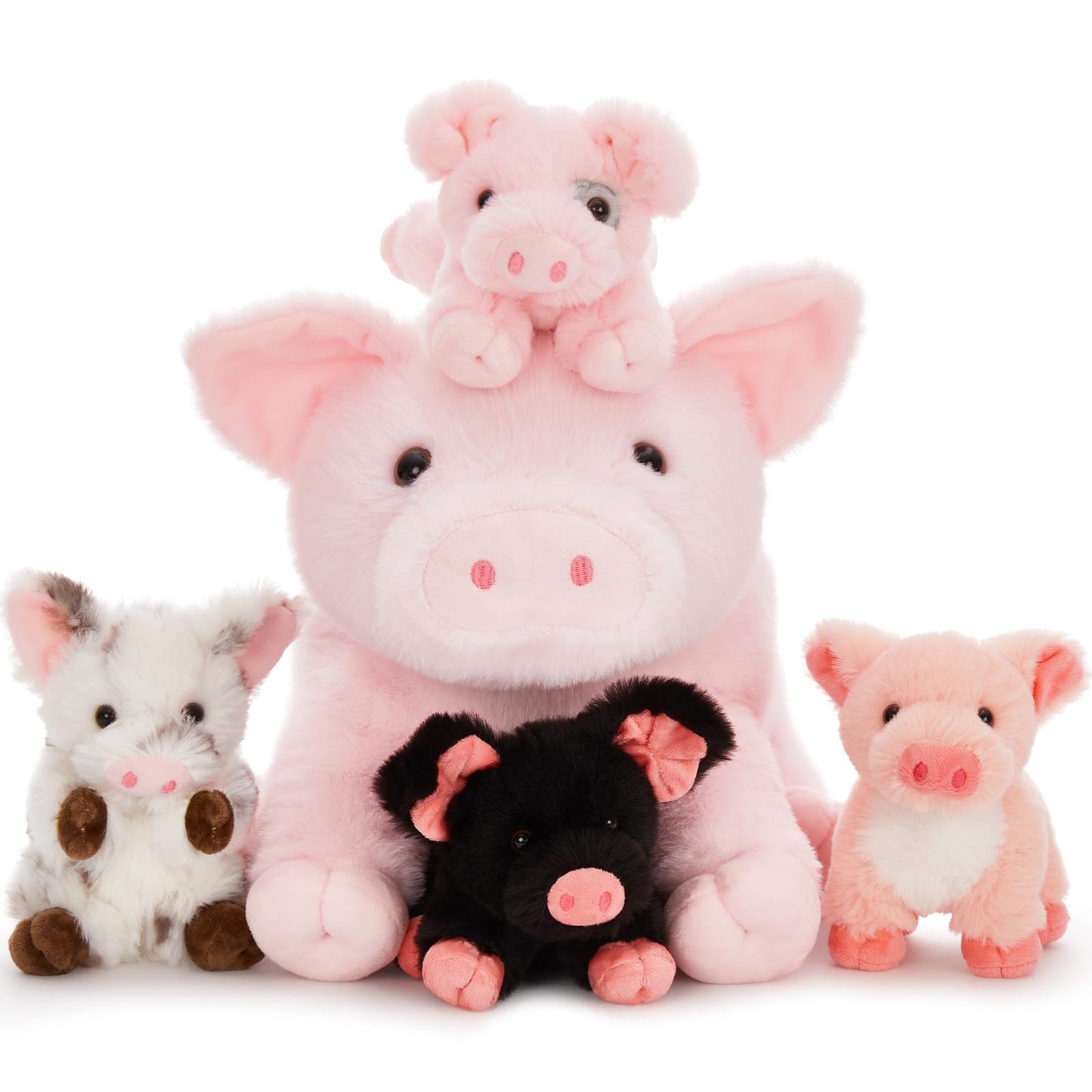Karister 5Pcs Pig Stuffed Animal Set — 16-Inch Mommy Pig with 4 Baby Pigs