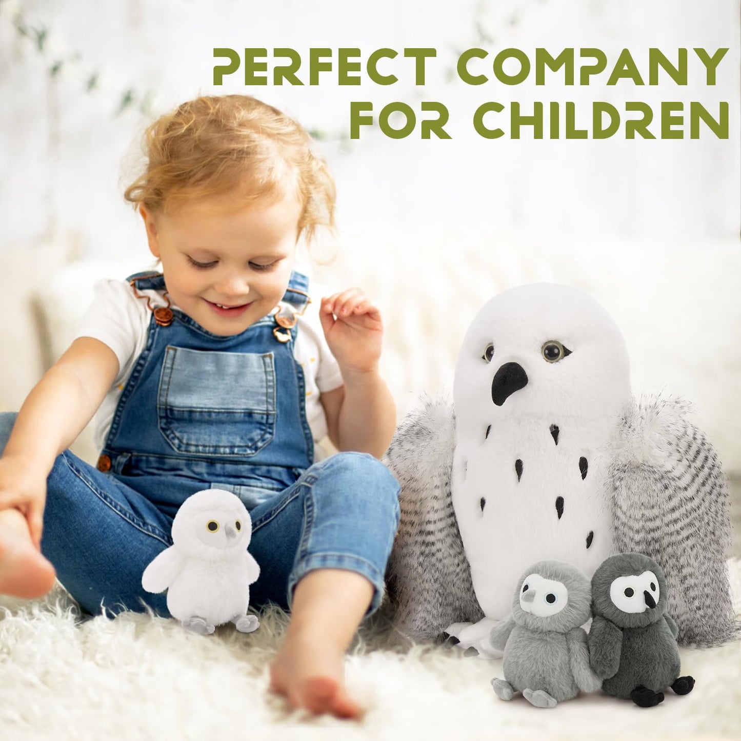 Karister 4Pcs Owl Plush Set - 18-inch Giant Mother Owl + 3 Baby Owls - Soft Plush Toy Gift