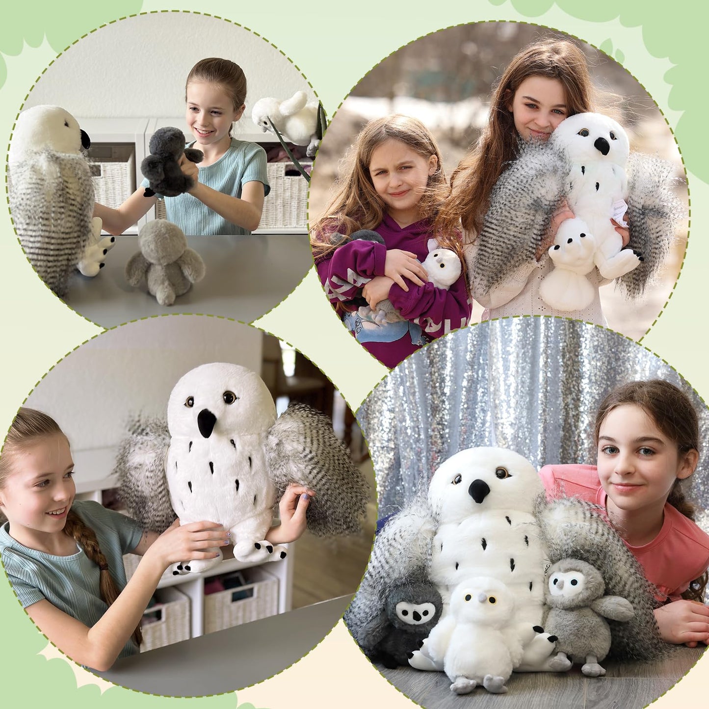 Karister 4Pcs Owl Plush Set - 18-inch Giant Mother Owl + 3 Baby Owls - Soft Plush Toy Gift