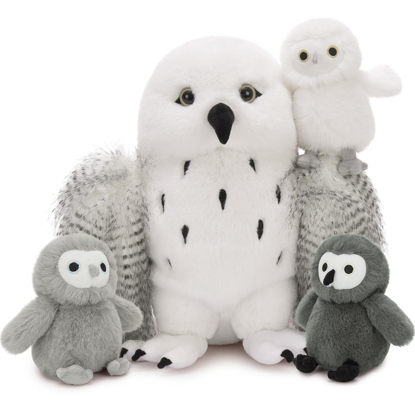 Karister 4Pcs Owl Plush Set - 18-inch Giant Mother Owl + 3 Baby Owls - Soft Plush Toy Gift