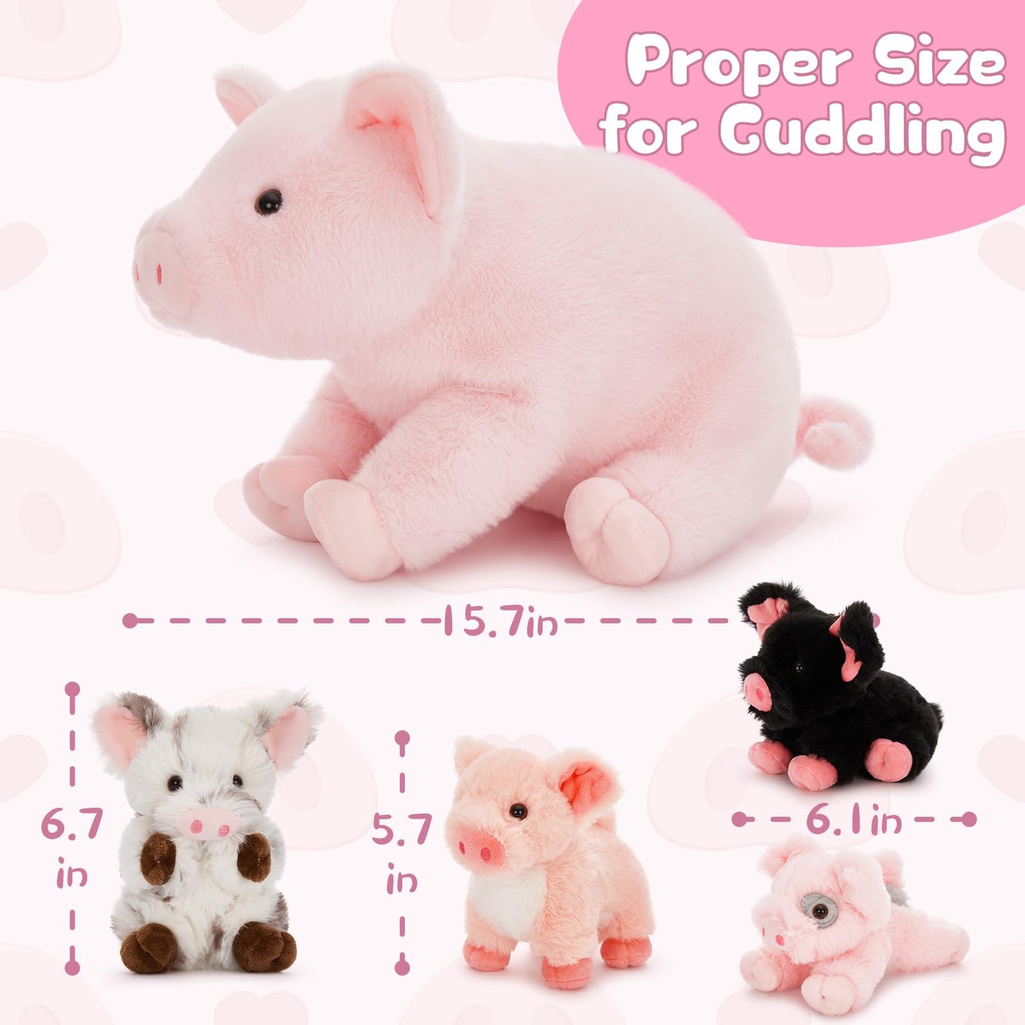 Karister 5Pcs Pig Stuffed Animal Set — 16-Inch Mommy Pig with 4 Baby Pigs