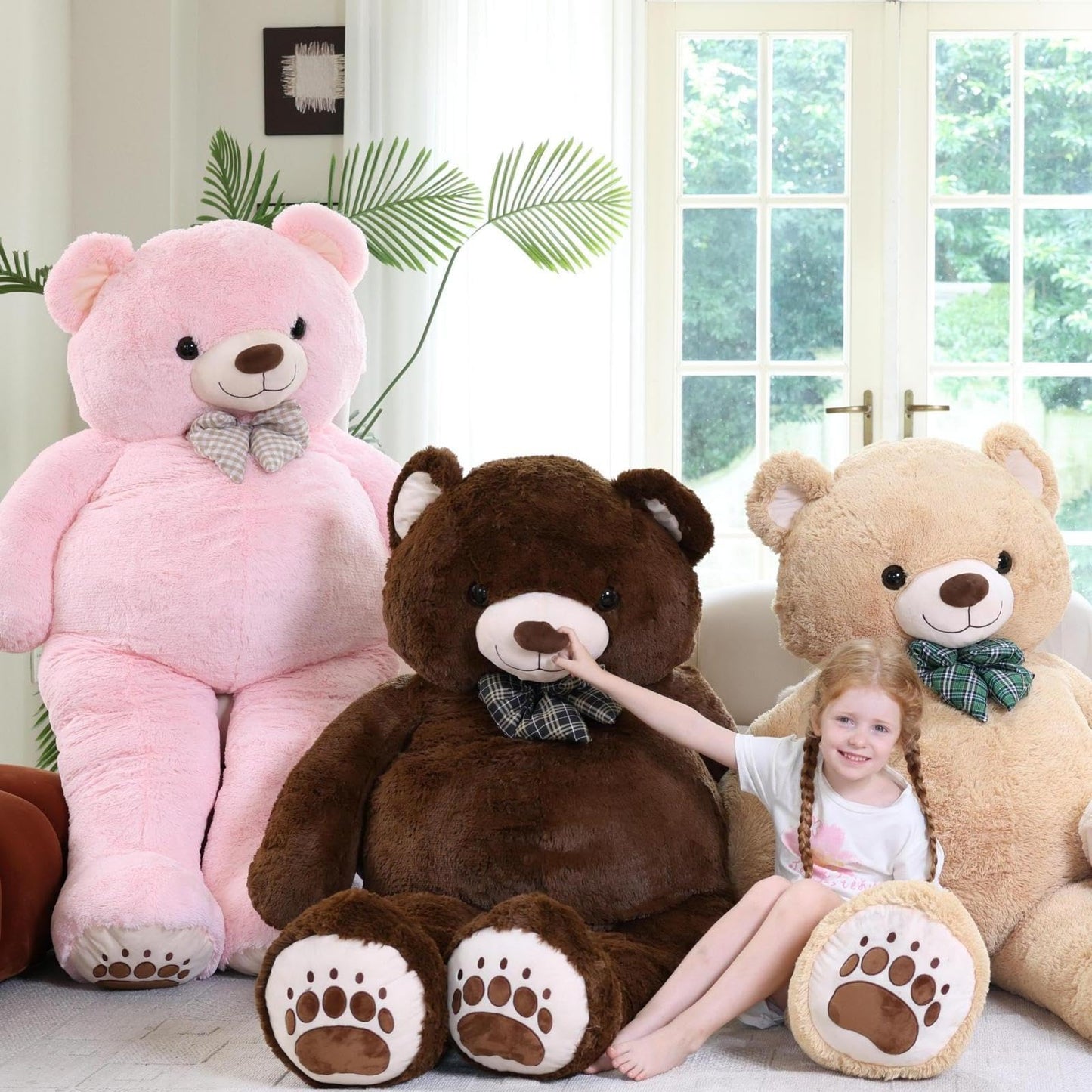 Karister 6ft Giant Teddy Bear – 72in Pink Plush, Life-Size Huggable Bear