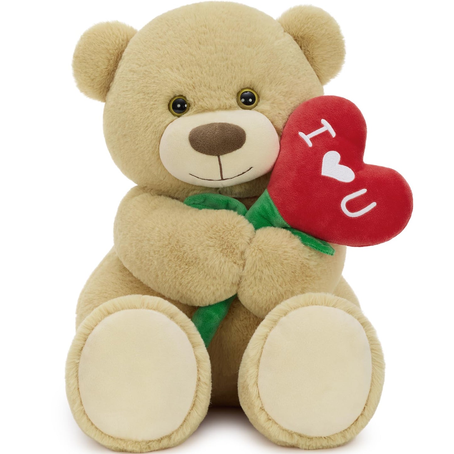 Karister Teddy Bear 15-Inch Plush with Heart Flower and I Love U Embroidery