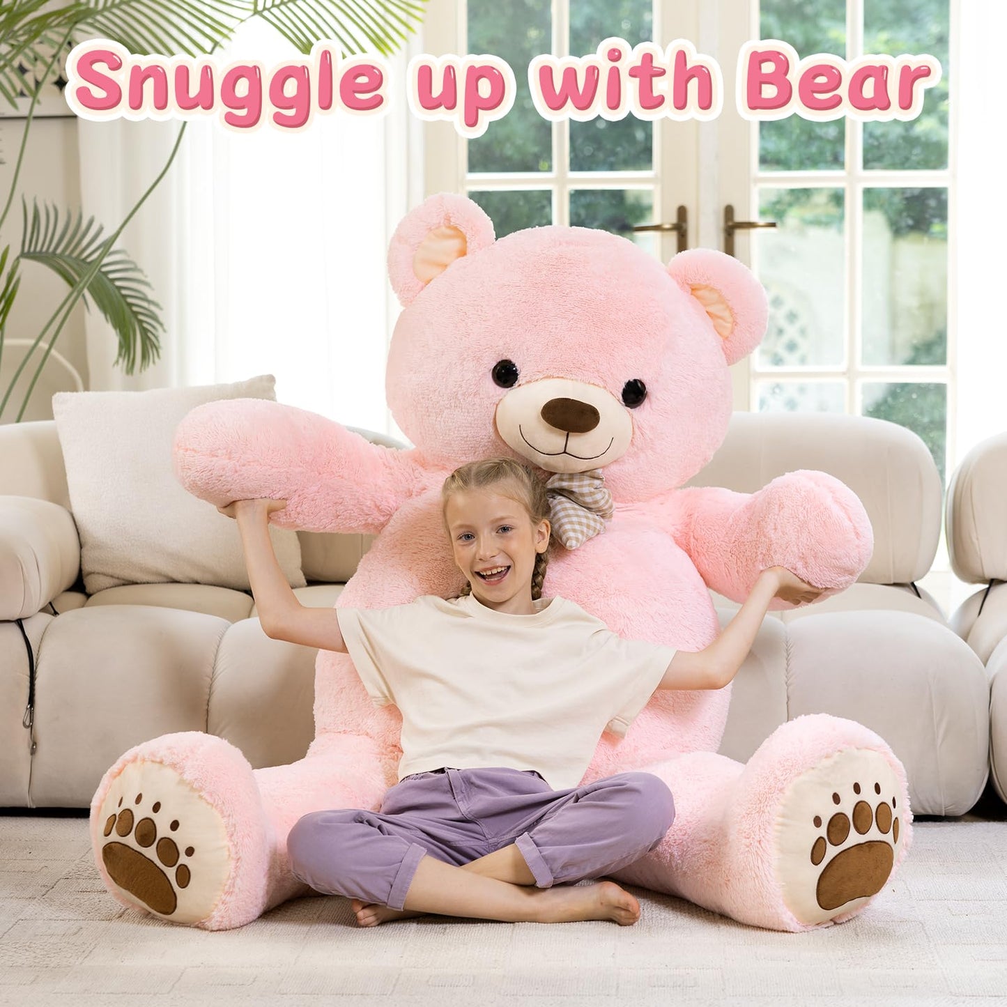 Karister 6ft Giant Teddy Bear – 72in Pink Plush, Life-Size Huggable Bear