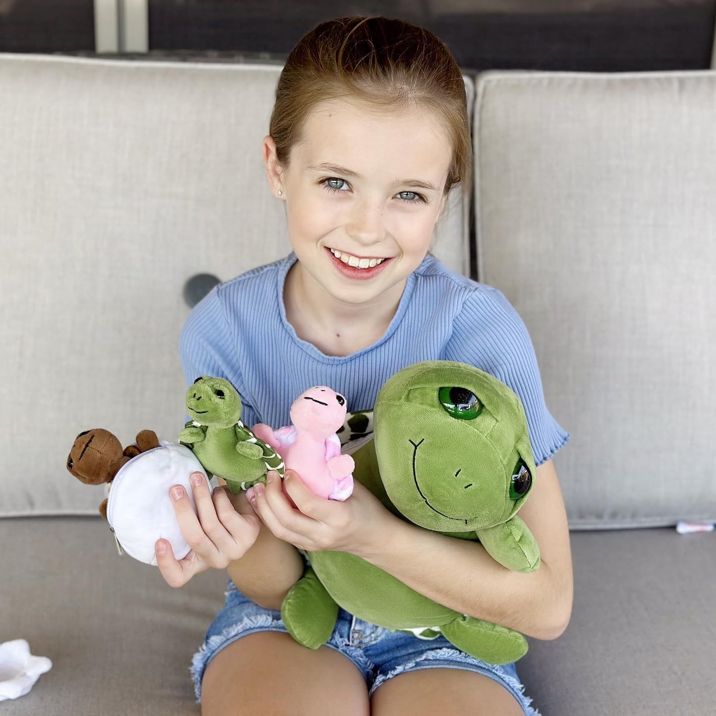 Karister 6Pcs Turtle Plush Toys – 14-inch Sea Turtle Plush with Three Babies Inside Shell
