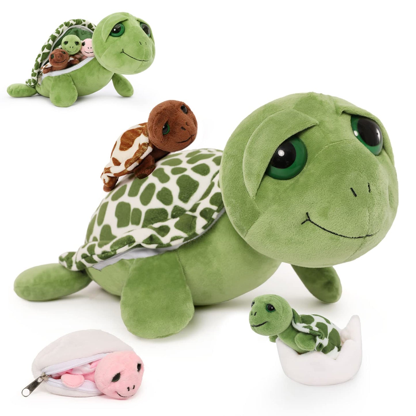 Karister 6Pcs Turtle Plush Toys – 14-inch Sea Turtle Plush with Three Babies Inside Shell