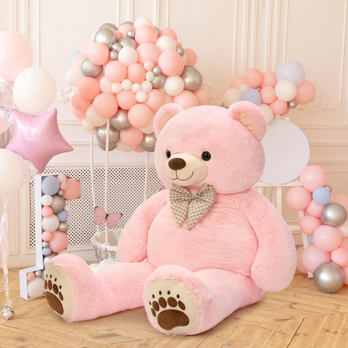 Karister 6ft Giant Teddy Bear – 72in Pink Plush, Life-Size Huggable Bear
