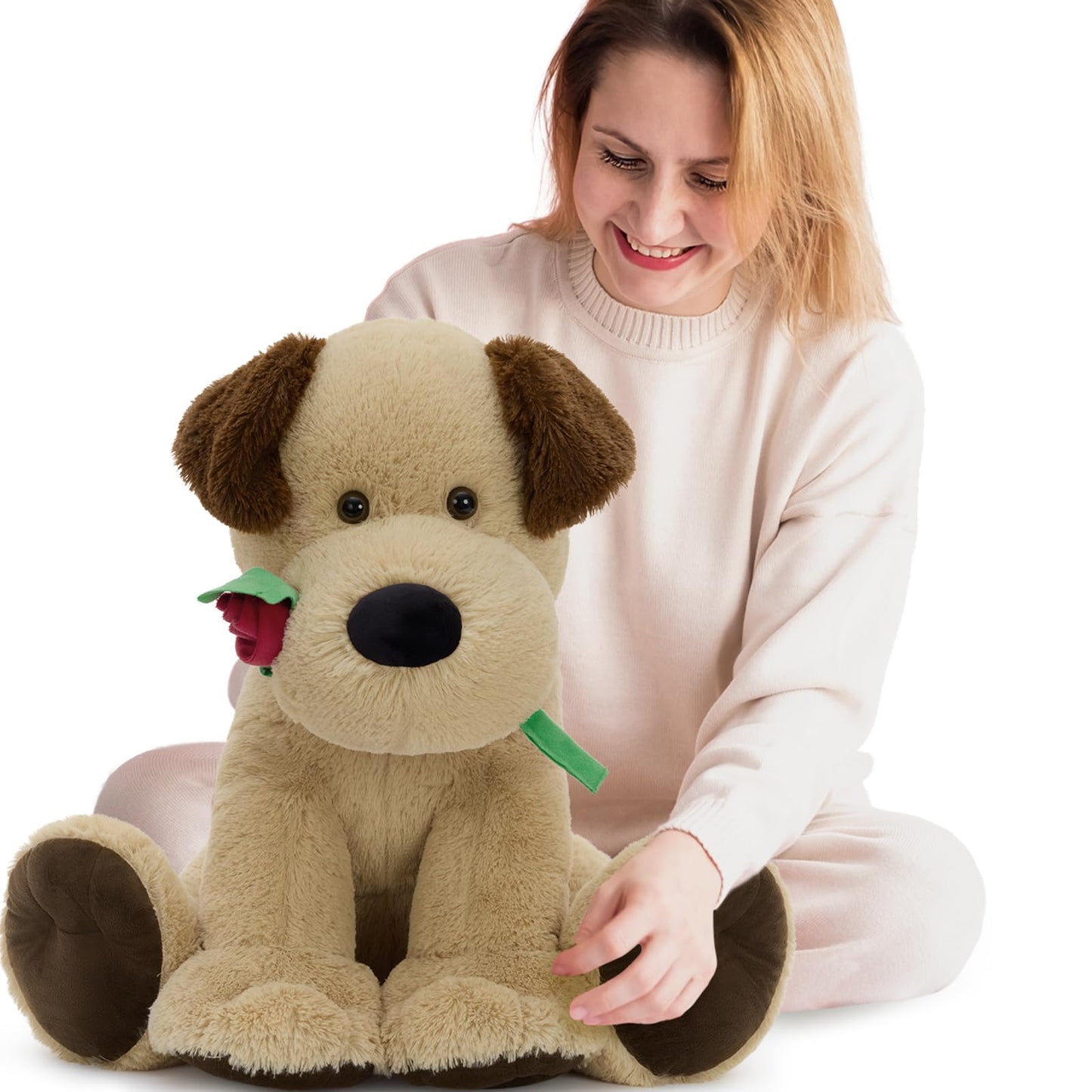 Karister Valentines Giant Dog Plush 21.6in Rose - Soft Puppy Stuffed Animal Gift