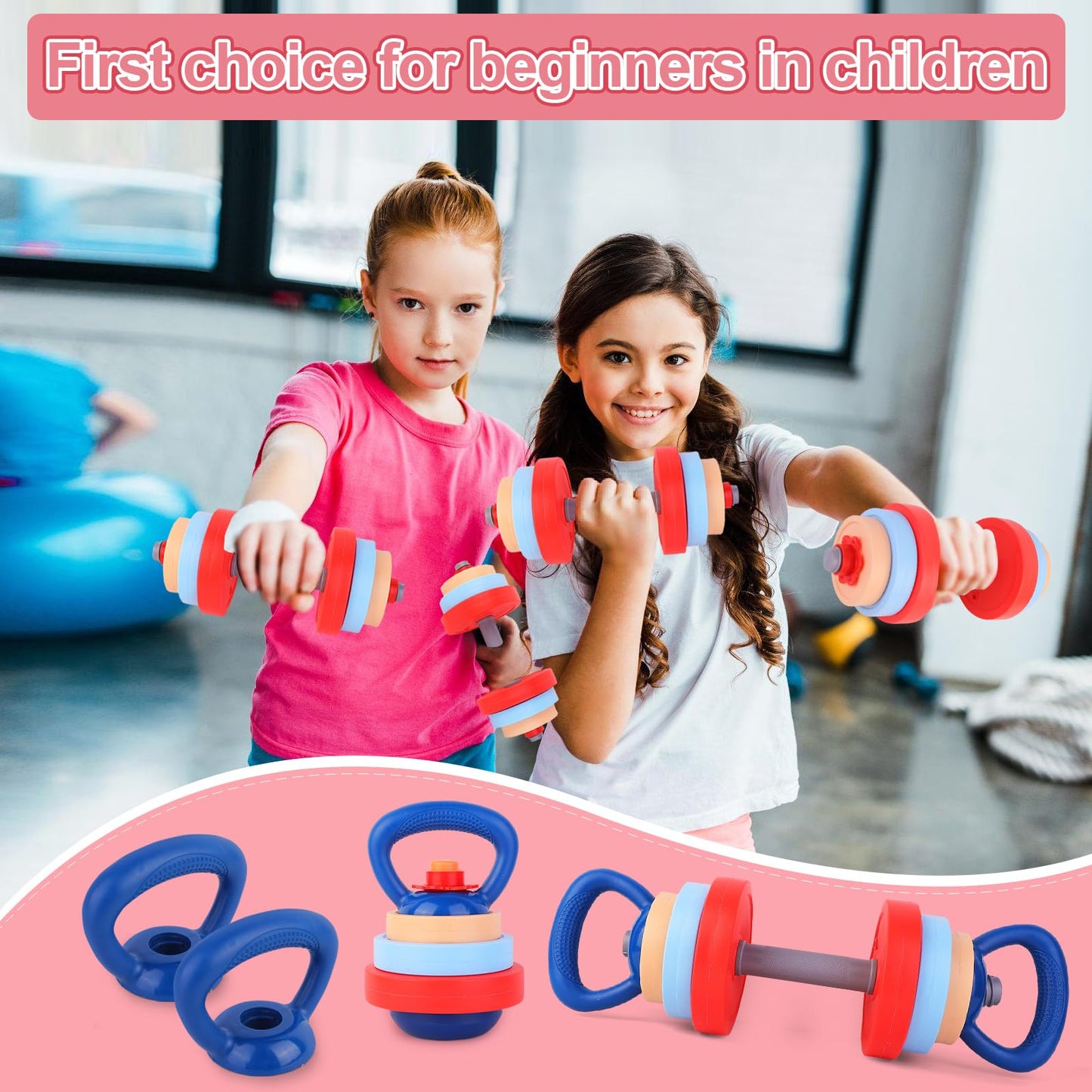 Kasebro Kids Exercise Equipment: Adjustable Dumbbells & Kettlebell