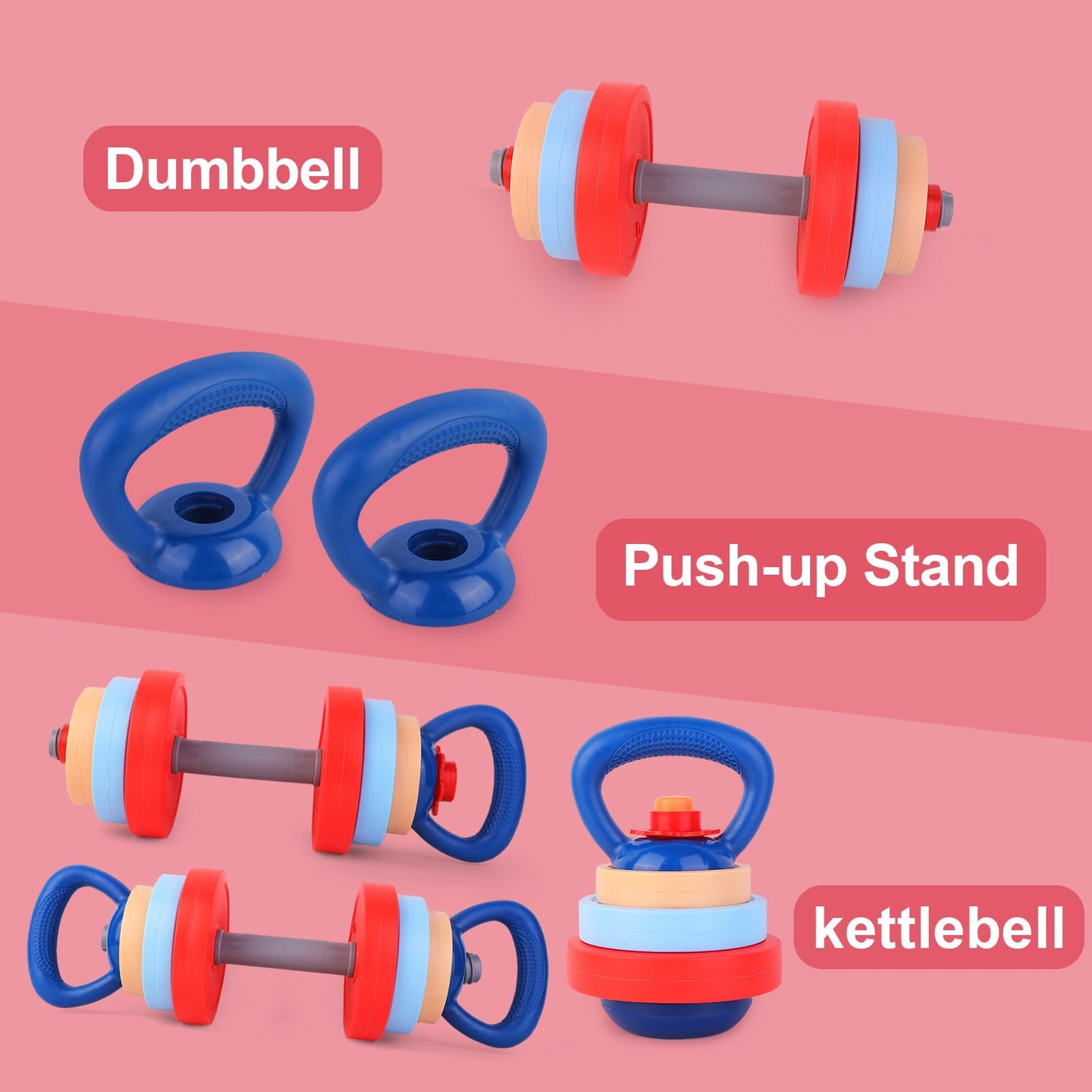 Kasebro Kids Exercise Equipment: Adjustable Dumbbells & Kettlebell