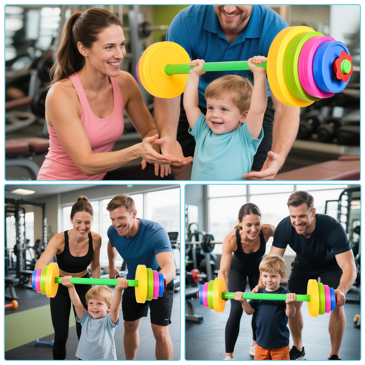 Kasebro 3-in-1 Kids Fitness Set: Adjustable Barbell, Kettlebell & Water Bottle