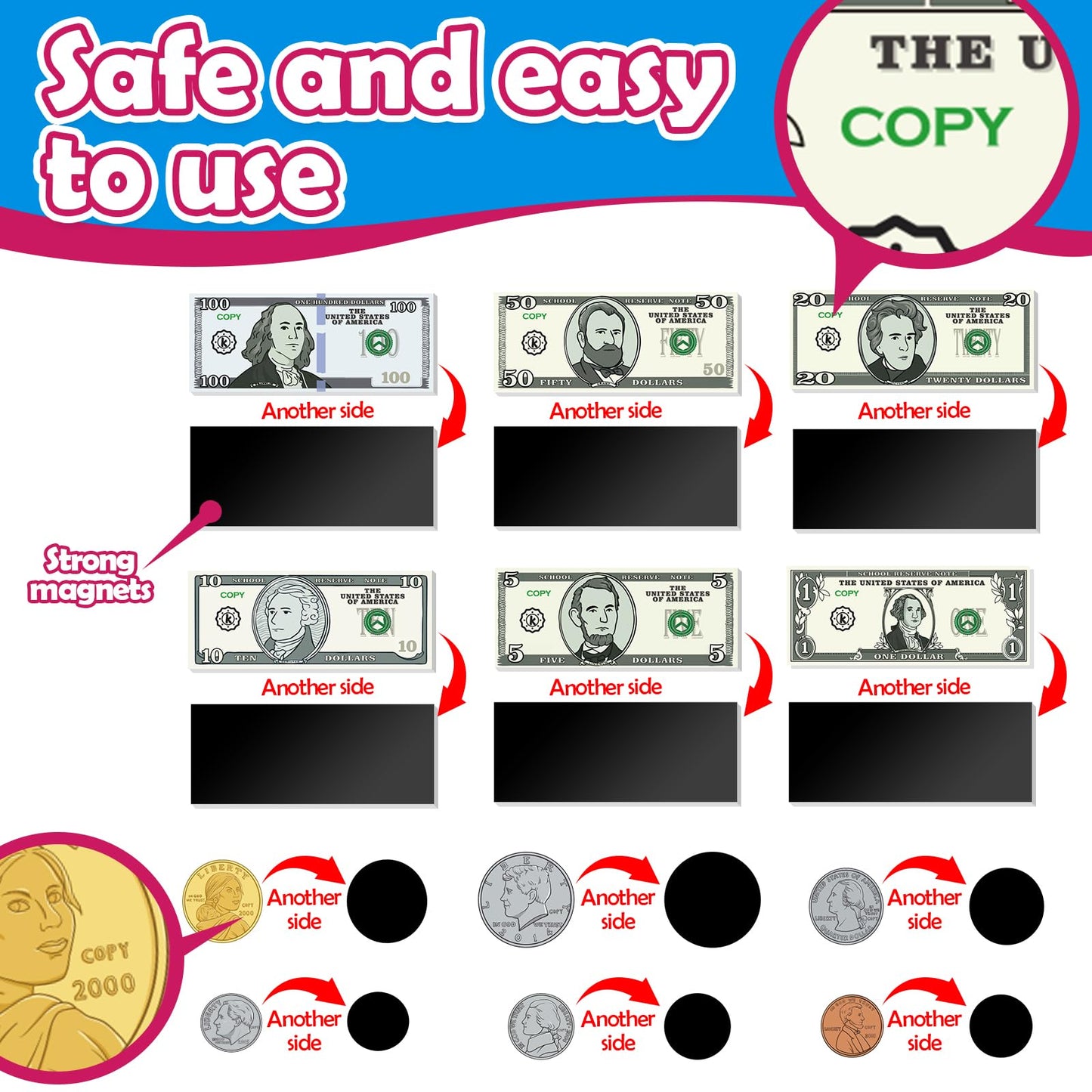 KASFALCI 60 PCS Magnetic Money for Kids – Learning & Math Manipulatives
