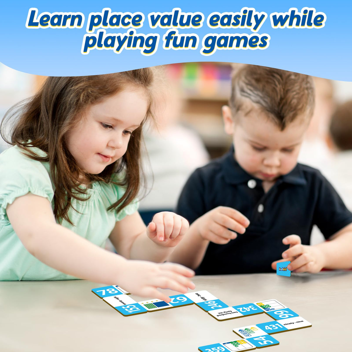 Kasfalci Place Value Dominoes Set – Math Manipulatives for Kids (Preschool to 3rd Grade)