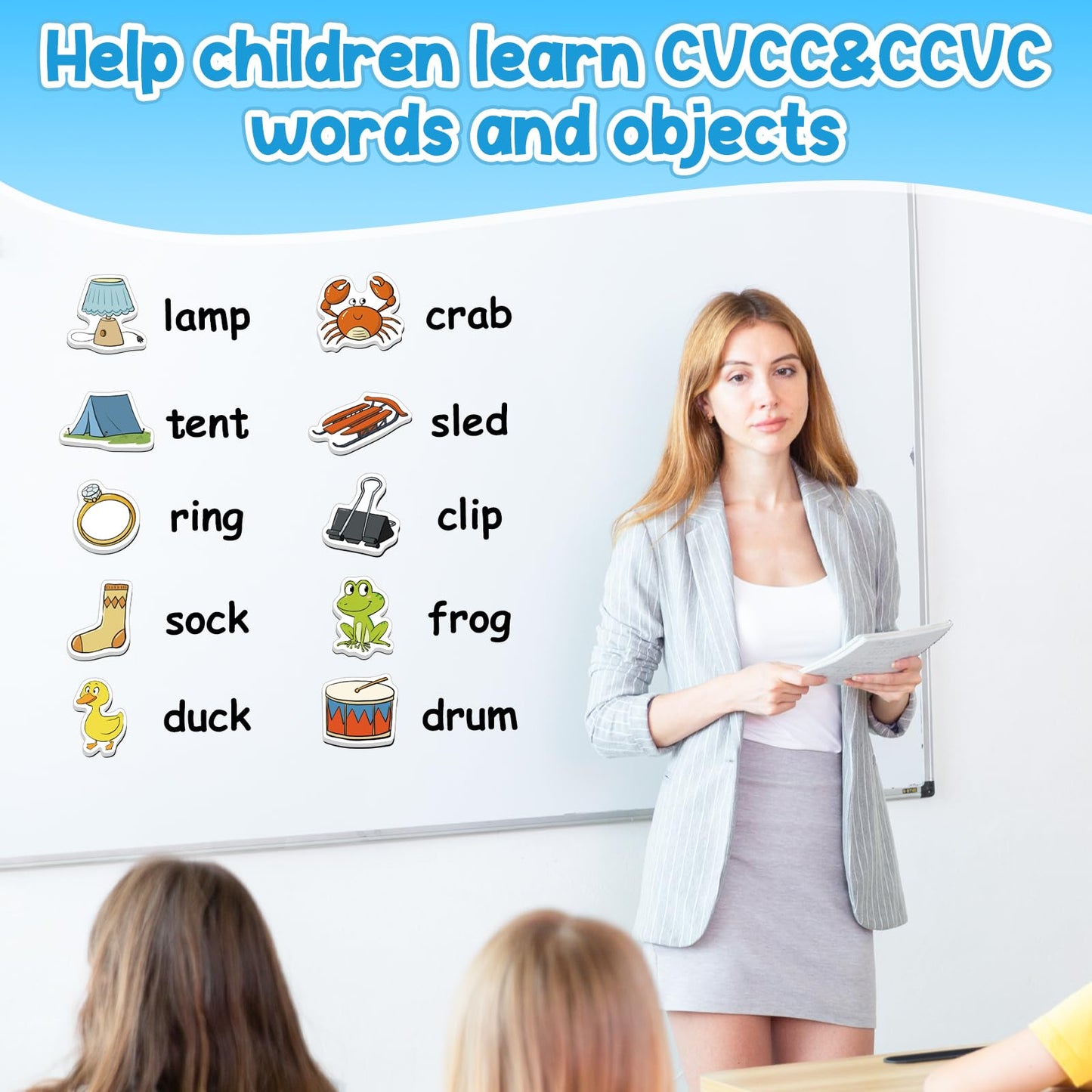 KASFALCI CVCC & CCVC Word Games – 50 Magnetic Foam Magnets for Kids