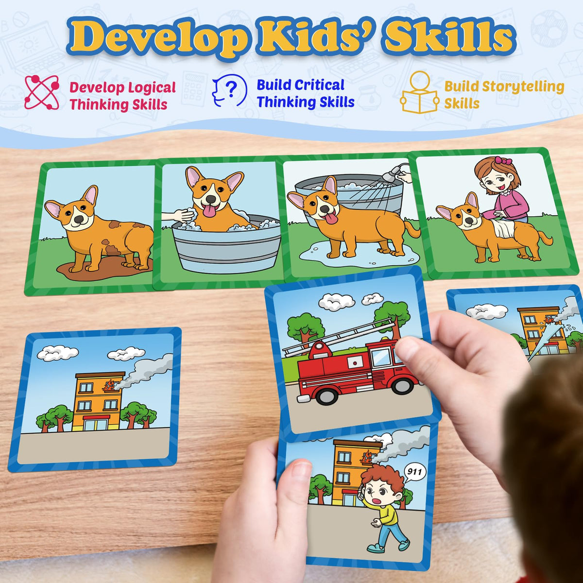 KASFALCI Sequencing Cards | Sequence Game for Kids | Speech Therapy & Social Skills
