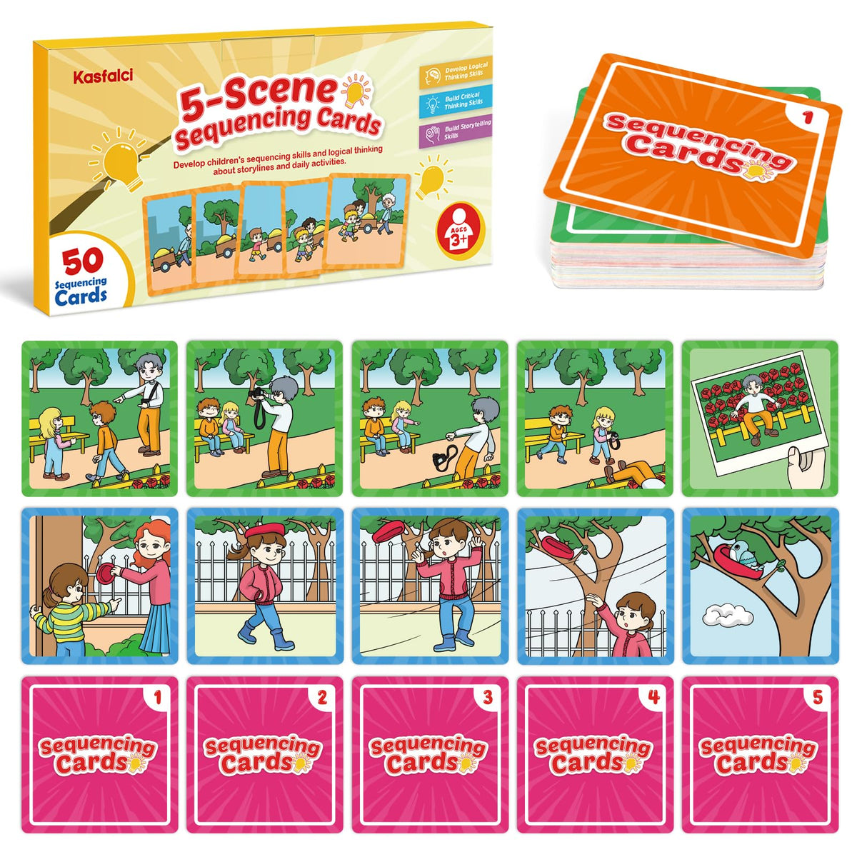 KASFALCI Sequencing Cards – Storytelling & Speech Therapy Tools for Kids