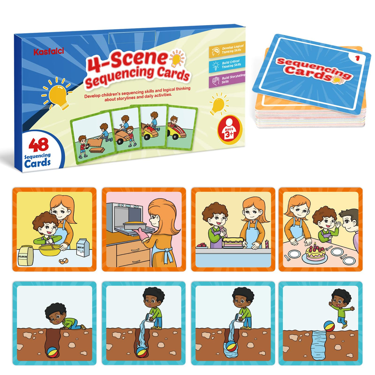 KASFALCI Sequencing Cards | Sequence Game for Kids | Speech Therapy & Social Skills