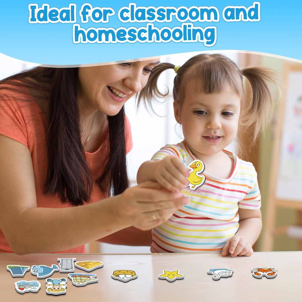 KASFALCI CVCC & CCVC Word Games – 50 Magnetic Foam Magnets for Kids
