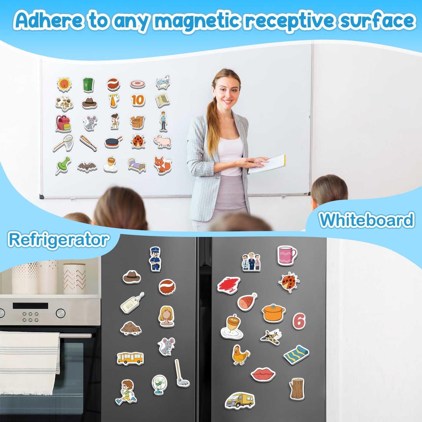 Kasfalci CVC Word Games – 50 Magnetic Foam Objects for Reading & Phonics