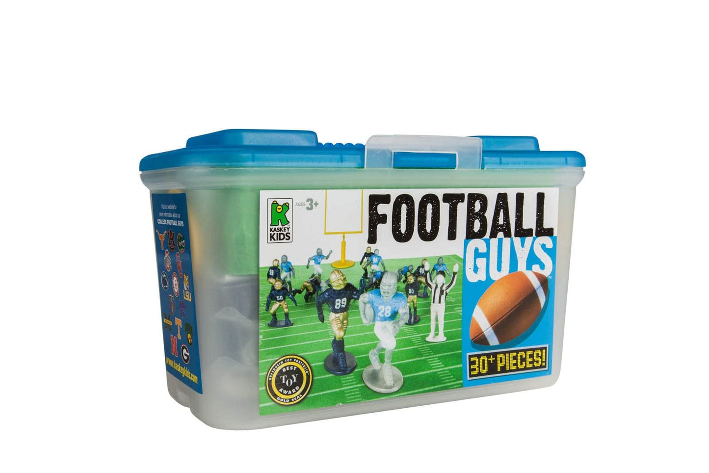 Kaskey Kids Football Guys Navy Gold vs Gray Blue – 30-Piece Set with 2 Teams, Referee, Field, and Travel Case