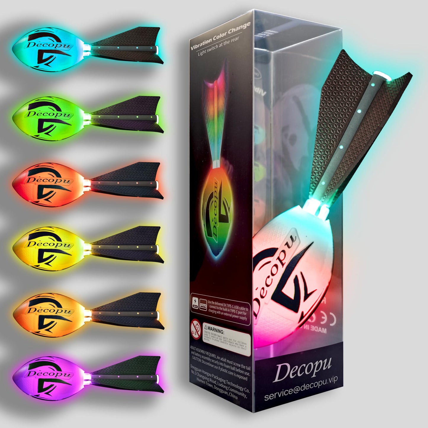 KASTUMBGA Rechargeable Glow Football — 7 RGB LED, Impact-Resistant Foam, No Pump, Beach & Backyard Fun