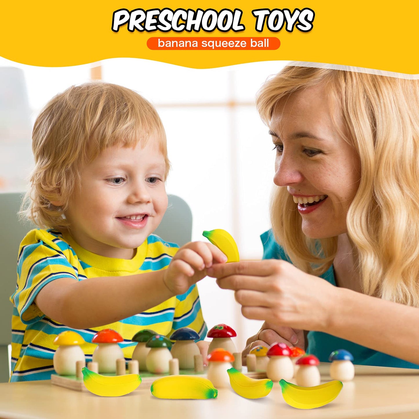 Kasyat 15 Pcs Banana Stress Toys – PU Relief Balls, 2.36 in, for Classroom, Gifts & Party Favors